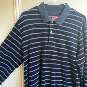 Supreme Polo LS Black White Striped